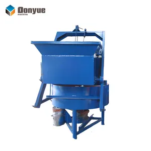 Pan concrete mixer with mechanical hopper