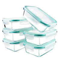 Boîte à lunch en verre micro-ondable sans BPA avec compartiments, capacité de 1 à 3 L