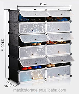 Scarpiera pieghevole in plastica moderna a 12 cubi per mobili per la casa per uso camera da letto e soggiorno - Product Image 2