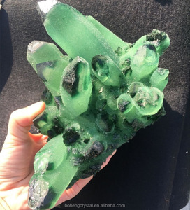Scuro naturale cristallo fantasma verde fantasma di cristallo di quarzo cluster - Product Image 5