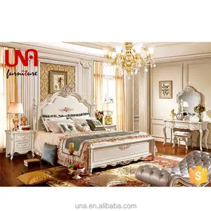 欧洲皇家风格床套装女孩更喜欢卧室套房家具美式木制特大床