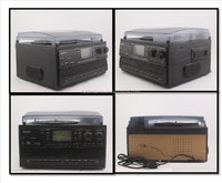 Tourne-disque vinyle vintage avec lecteur double CD, tourne-disque cassette USB lecteur CD