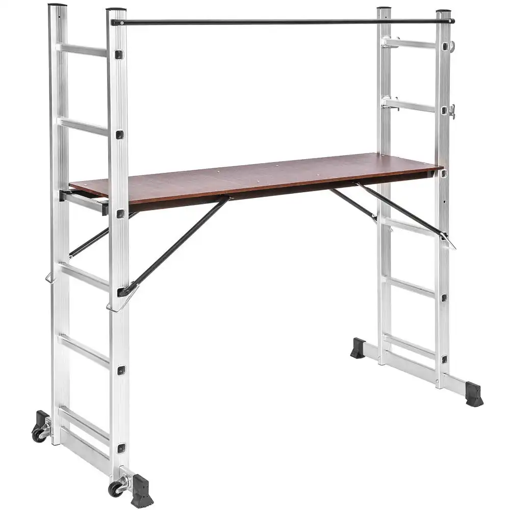 Piattaforma di lavoro allungabile in alluminio con scaletta per ponteggi multiuso 4 in 1 fai-da-te