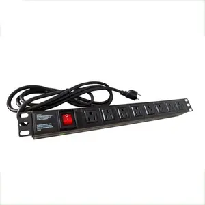 ארה"ב סוג pdu שקע אלומיניום מעטפת 1U 19 ''Rackmount 8 דרכים PDU