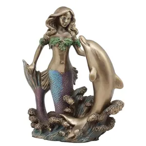 Patung Taman Dekorasi Figur Lumba-lumba Putri Duyung Polyresin