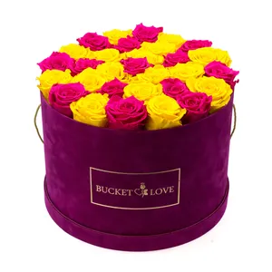 Samt-Schmuck-Verpackungs boxen, rund geformt, Samt-Geschenk-Blumen box, Wildleder-Schachtel, Luxus