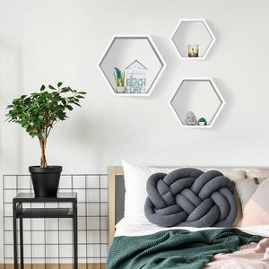 الجملة رطوبة 3 قطع مسدس الأبيض مكعب خشبي تخزين الرف - Product Image 5