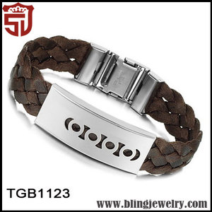 precio directo de fábrica de acero de <span class=keywords><strong>titaniun</strong></span> diseño clásico premier tallada pulseras de cuero - Product Image 1