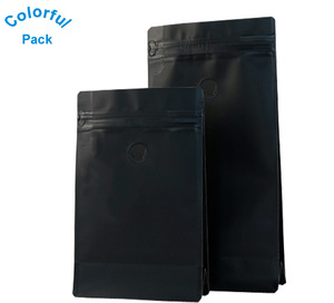 Sac à café <span class=keywords><strong>noir</strong></span> mat personnalisé en <span class=keywords><strong>aluminium</strong></span> avec valve, 500g (1 livre), 13,5*26,5cm, fond carré en PE, thermoscellable - Product Image 2