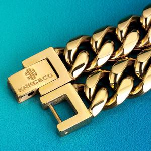 KRKC & CO-Conjunto de joyería de Hip-Hop de 10mm, <span class=keywords><strong>oro</strong></span> de <span class=keywords><strong>18K</strong></span>, 24 pulgadas, <span class=keywords><strong>cadena</strong></span> de eslabones cubanos de Miami de 8,5 pulgadas, conjunto de pulsera de <span class=keywords><strong>cadena</strong></span> cubana de acero inoxidable - Product Image 5