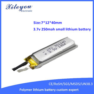 Toute taille personnaliser XTY701240 <span class=keywords><strong>3</strong></span>.7 v 250 mah rechargeable petit piles au lithium - Product Image 1