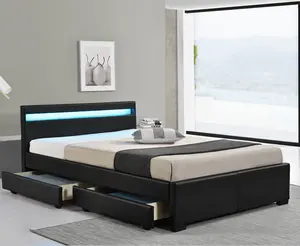 Cama king size de armazenamento com gavetas