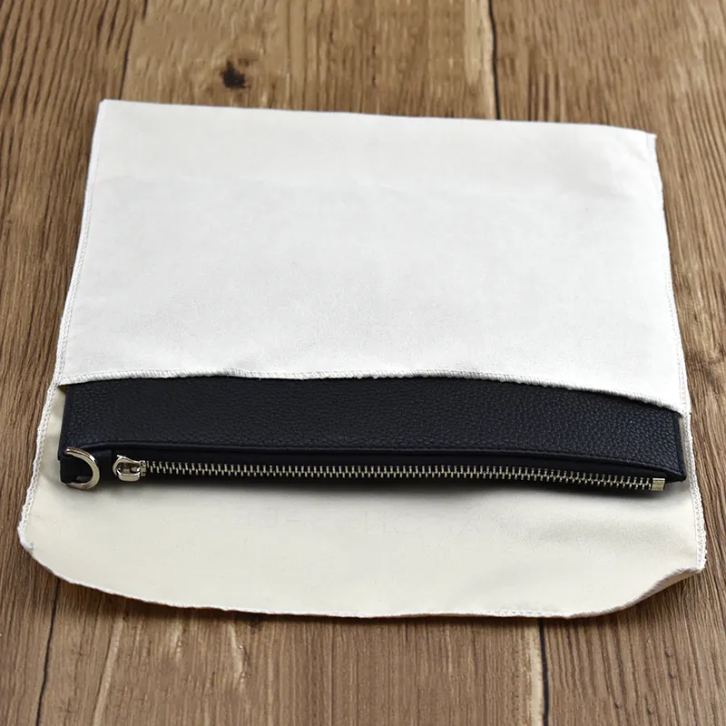 Luxo personalizado Eco Logo10W * 7.5H Centímetros Bege Camurça Plana Envelop Bag Para Bolsa Saco de Pó
