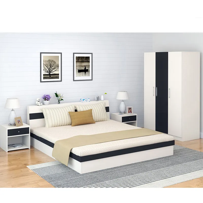 European Style Latest Double Bed Designs Simple Wooden Queen Size Bed