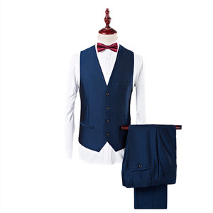 Vestito da uomo HD104 3 pezzi blu scuro smoking abiti da sposa per gli uomini gentiluomini stile Business Casual miglior Blazer da uomo - Product Image 4