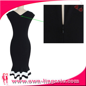 Vestido de REINO UNIDO Elegante Negro Sexy CottonTarde del Partido Vestidos de Las Mujeres Señoras de La Manera Midi Vestidos - Product Image 4