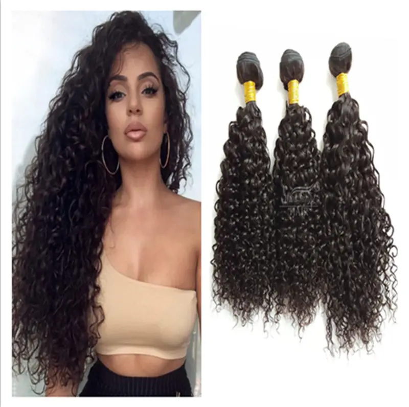 Wholesale hot products 100 pure curly unprocessed Indian virgin human hair extensions natural color hair weft in Istanbul