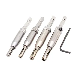 4Pcs Hex Shank Self Centre Door Lock Hinge Drill Bit for Woodworking with Hex Wrench