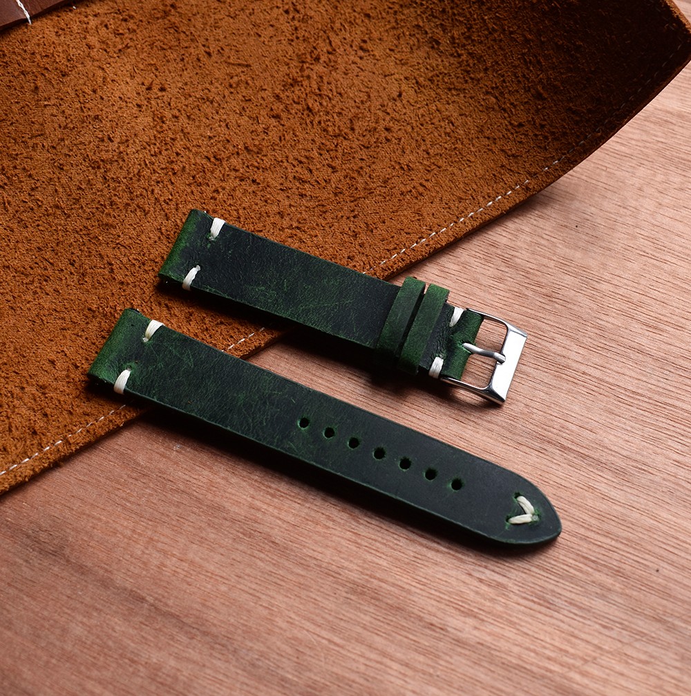 OEM/ODM Customized Logo Luxury 18/20/21/22mm Genuine Leather Watch Bands Quick Release Pin Handmade Replacement Watch Straps