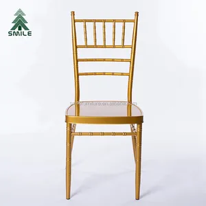 เก้าอี้ทิฟฟานี่สีทองผ้าชีฟองทำจากโลหะ