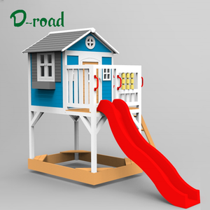 بيت لعب خشبي للأطفال من طابقين مع زحليقة - Product Image 3