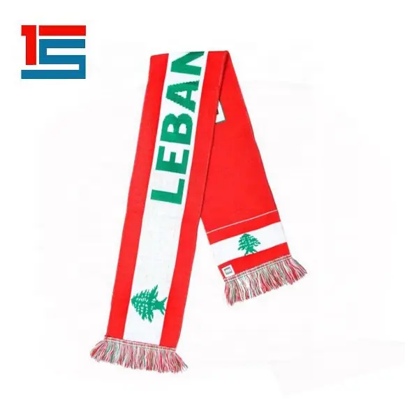 クラブチームメンバーのためのロゴ付きカスタムレバノンプロモーションスポーツサッカーサッカーニットファンスカーフ