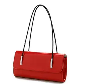 Wholesale women brand name designer red shinny pu leather handbag with sexy design