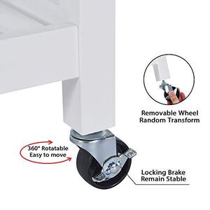 HUAYAO 롤링 주방 카트 전자 레인지 보관 섬 바퀴 화이트 식당 부엌과 거실 - Product Image 5