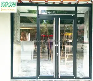 商业建筑店面轴铝合金地弹簧门/双人秋千玻璃门