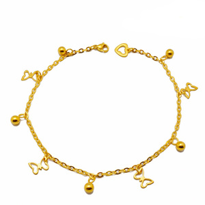 Bracelet de <span class=keywords><strong>cheville</strong></span> or pour femmes, chaîne de pied, breloque ajourée en forme de cœur, nouveau, été - Product Image 1