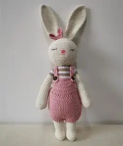 Chất Lượng Cao 100% Handmade Bunny Bunny Đồ Chơi Baby Crochet Amigurumi Đồng Hành Cùng Quà Tặng Đồ Chơi Với Chiều Cao 45Cm HB-001