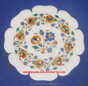 Plaque d'incrustation de marbre blanc la plus belle et la plus attrayante avec motif de fleur en forme de fleur pour les cadeaux et la décoration - Product Image 1