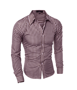 Camisas de celosía informales para <span class=keywords><strong>hombre</strong></span>, <span class=keywords><strong>camisa</strong></span> a <span class=keywords><strong>cuadros</strong></span> de manga larga con cuello en V, venta al por mayor - Product Image 6