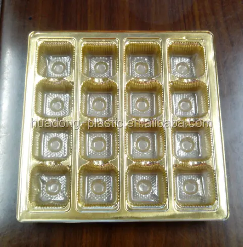 Customized Golden Chocolate/Cake Plastic Blister Packing Tray/Box Container