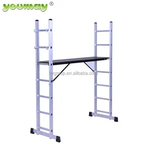 Folding Ladder Aluminum Folding Scaffolding Ladder For Sale AM0408A Light Wooden Platform