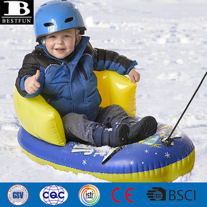 Traîneau à neige <span class=keywords><strong>gonflable</strong></span> en vinyle robuste en plastique durable pour bébé, ski avec dossier - Product Image 3