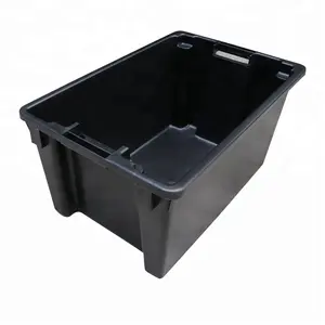 QS logo Stackable and Nestable Crate plastic container outdoor storage plastic bins with lids or not