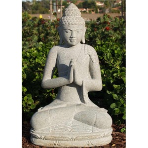 <span class=keywords><strong>Pierre</strong></span> grise Fini Bénédiction Bouddha Méditer Paix Harmonie Statue Objets de Collection - Product Image 1