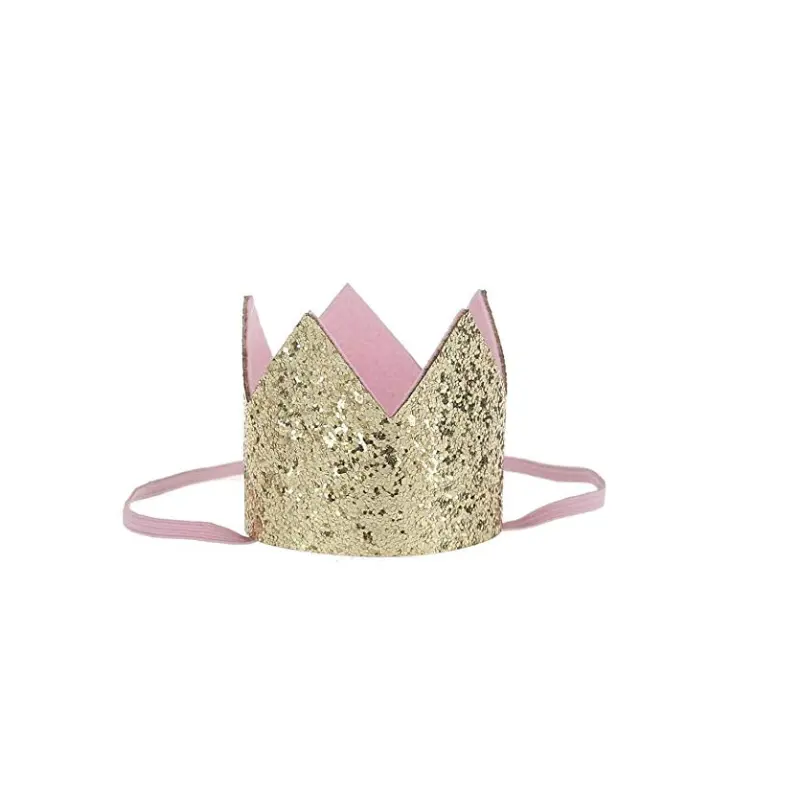 PU Cuir Bébé Fille Garçon Mini Feutre Paillettes Couronne Chapeau pour Anniversaire