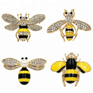 Rhinestone น้ำผึ้ง Bee เข็มกลัดทองสีดำแมลง Bug เข็มกลัดคริสตัล Bumble Bee Broach - Product Image 1