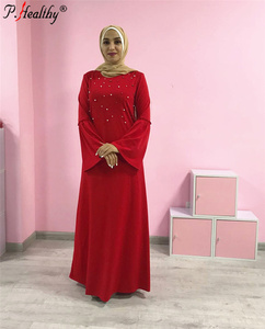 Abito a maniche lunghe alla moda musulmano manica a Pagoda elasticizzata di <span class=keywords><strong>grandi</strong></span> dimensioni con abito Abaya di perle - Product Image 4