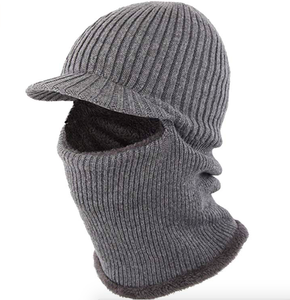 Chapeau pour femme, chauffe-oreilles avec Tuque, visière, accessoire pour réchauffer le cou, noir - Product Image 1