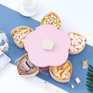 Plato Giratorio <span class=keywords><strong>de</strong></span> Doble Capa con Forma <span class=keywords><strong>de</strong></span> Pétalo para Frutas y Melones, Plato para Refrigerios con <span class=keywords><strong>Sonido</strong></span> al Agitar, Plato Creativo para Almacenamiento - Product Image 1