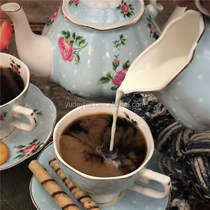 ตุรกีทองกาแฟชาดอกไม้ชุดถ้วยสีฟ้า17Pcs Custom Luxury เซรามิคดอกไม้เป็นมิตรกับสิ่งแวดล้อม CE / EU LFGB <span class=keywords><strong>CIQ</strong></span> - Product Image 4