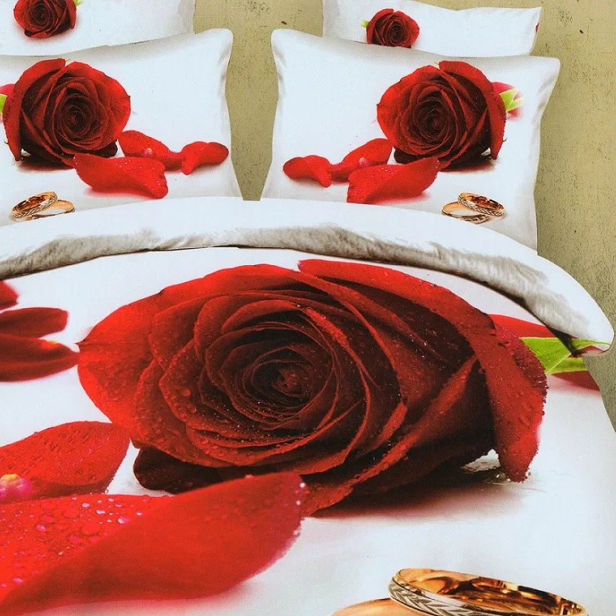 Alt fiyat Büyük çiçek 3d baskı % 100% polyester çarşaf yatak yatak örtüsü seti/nevresim yatak örtüsü seti