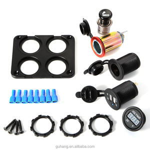 Chargeur de <span class=keywords><strong>voiture</strong></span> 12V 4-en-1 à montage sur panneau avec double <span class=keywords><strong>prise</strong></span> <span class=keywords><strong>USB</strong></span> et voltmètre - Product Image 5