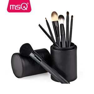 MSQ 7pcs new fashional cylinder waterproof makeup brush kit black professional makeup brush set