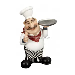 定制塑料脂肪厨师雕像雕像厨房装饰，OEM 设计厨房装饰塑料厨师雕像雕像