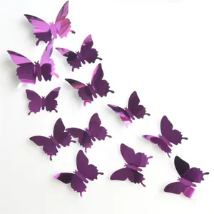 Pegatinas de mariposa 3D para espejo de pared, 12 unidades