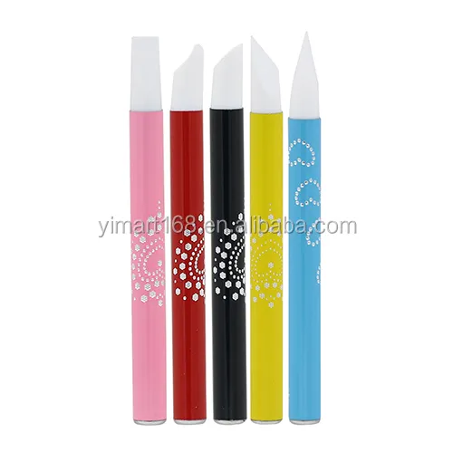 Yimart Nail Art Tool Set 5Pcs Metal Handle Nail Art Silicone Pen Emboss Carving Polish Nail Design Brushes
